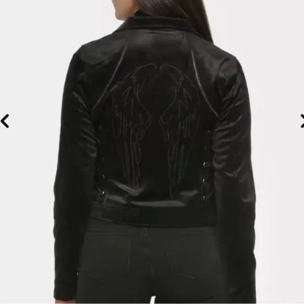Disney x Her Universe Maleficent Black Velvet Motorcycle Jacket Ribbon Medium